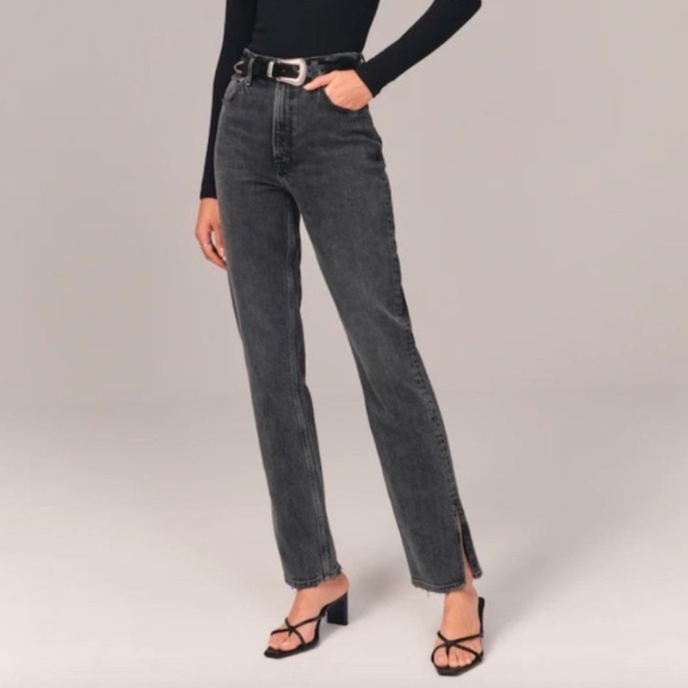 Abercrombie and Fitch 90s straight ultra high rise black jeans